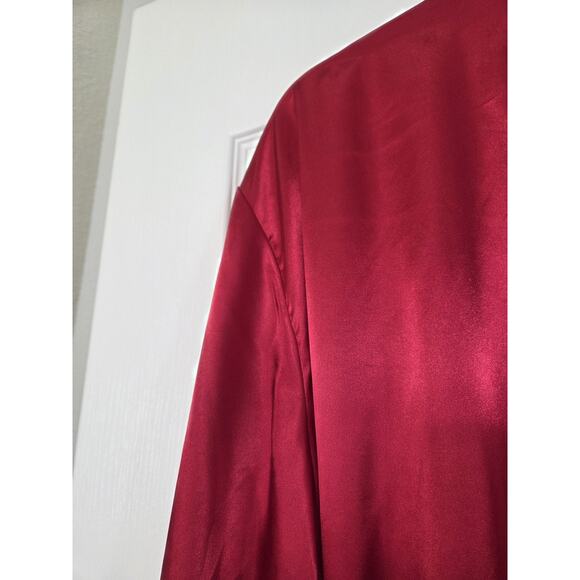 Fredericks of Hollywood Red Satin Lace Sleeves Full Length Robe, Size Medium - Picture 12 of 15
